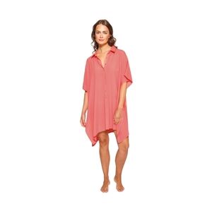 Koy Resort Wear Miami Oversized Tunic Coverup Shirt In Punch NWT Size M